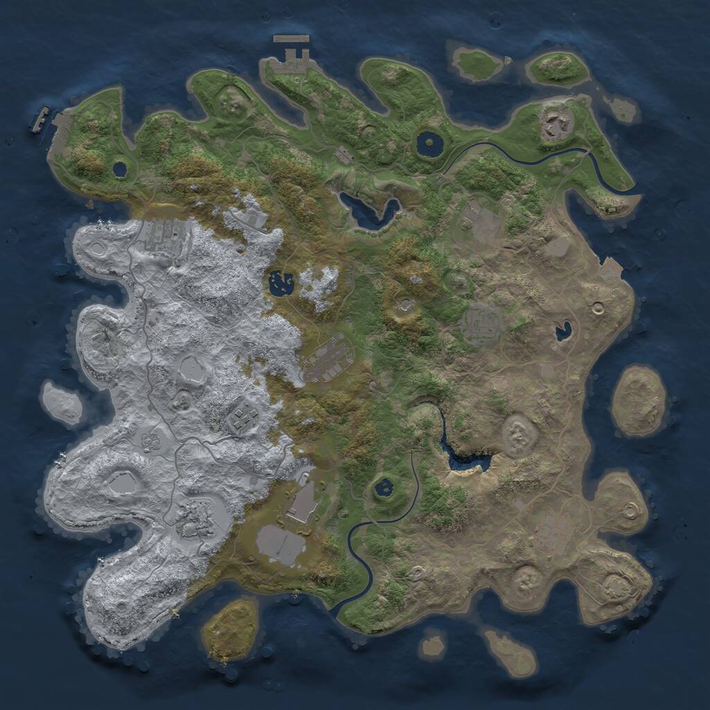 Rust Map: Procedural Map, Size: 4000, Seed: 159460162, 16 Monuments