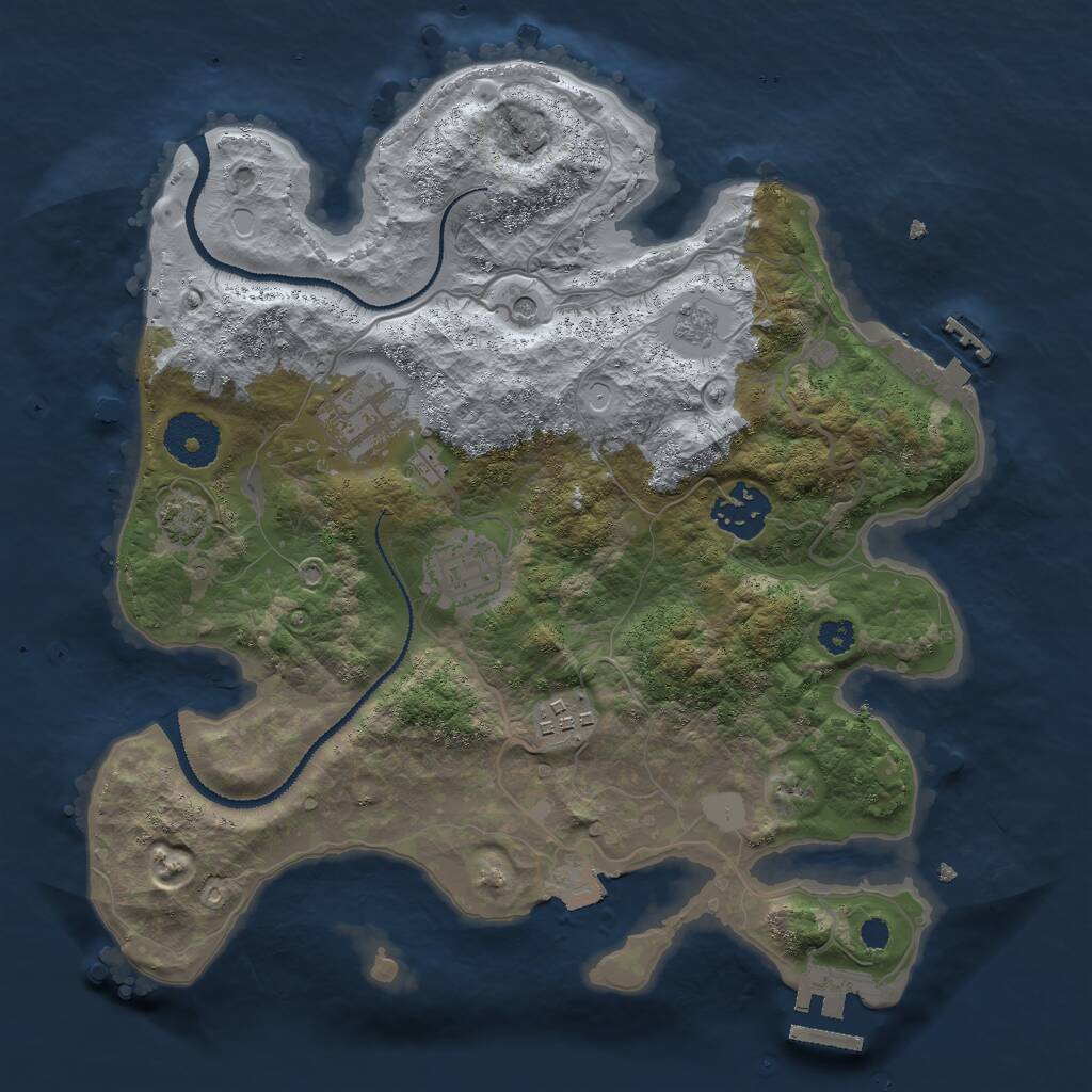 Rust Map: Procedural Map, Size: 3000, Seed: 83565, 10 Monuments