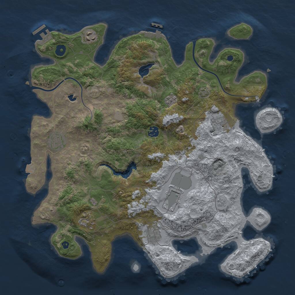 Rust Map: Procedural Map, Size: 4000, Seed: 2039921801, 14 Monuments