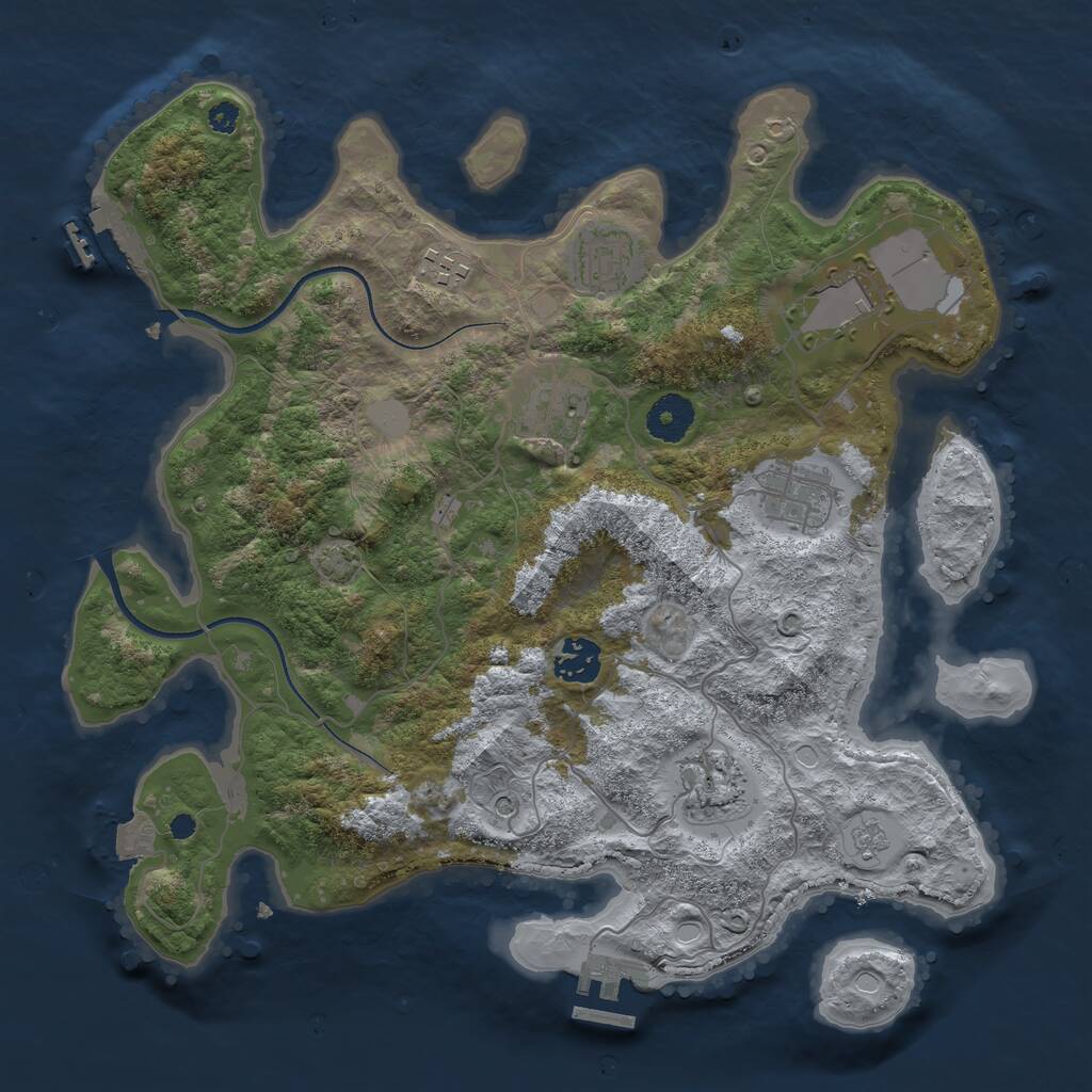 Rust Map: Procedural Map, Size: 3500, Seed: 1219493344, 13 Monuments