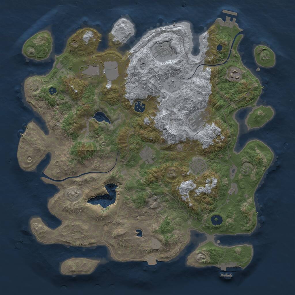 Rust Map: Procedural Map, Size: 4000, Seed: 53850, 13 Monuments