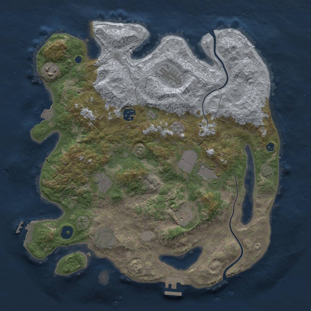 Rust Map: Procedural Map, Size: 3700, Seed: 563372589, 14 Monuments
