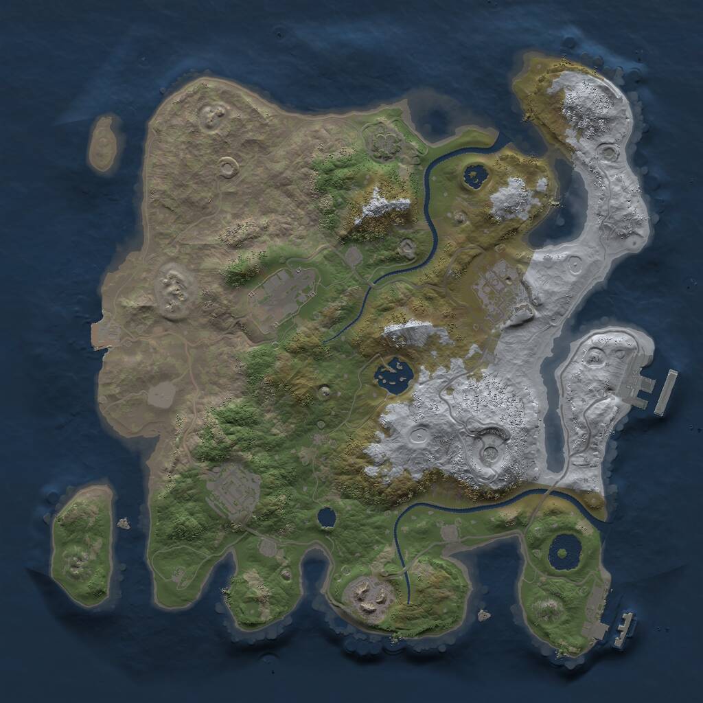 Rust Map: Procedural Map, Size: 3000, Seed: 1229710721, 10 Monuments
