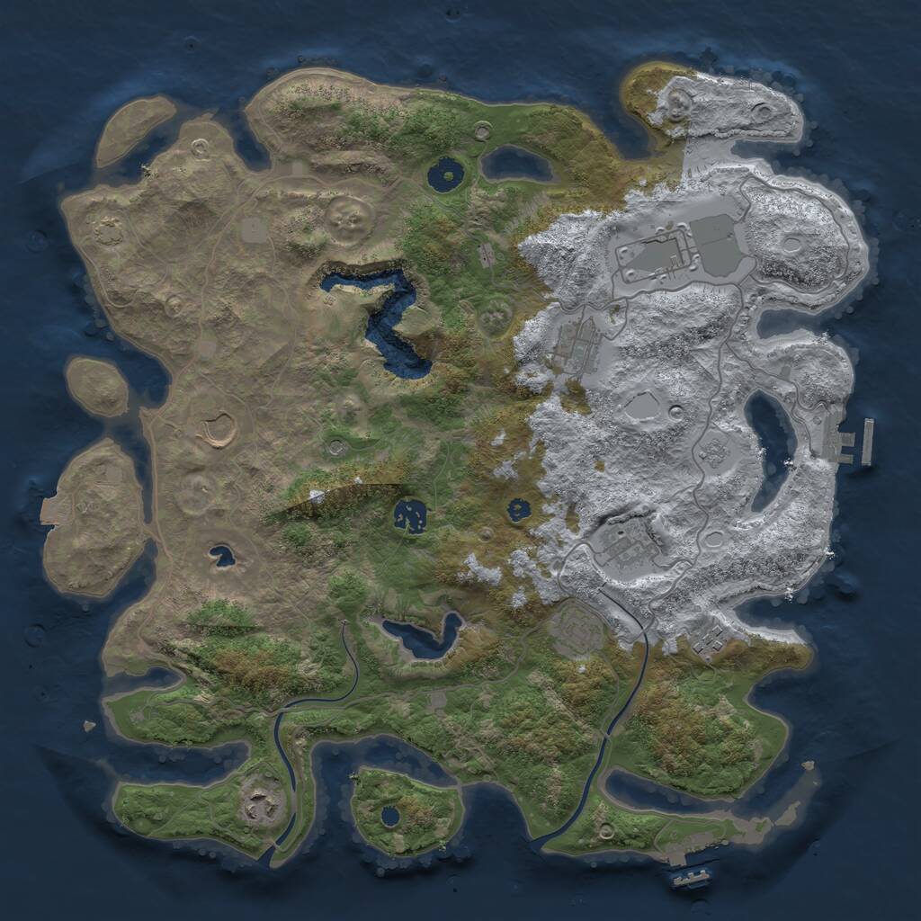 Rust Map: Procedural Map, Size: 4000, Seed: 618557455, 14 Monuments