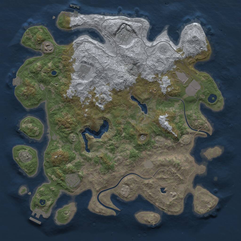Rust Map: Procedural Map, Size: 4000, Seed: 822027, 12 Monuments
