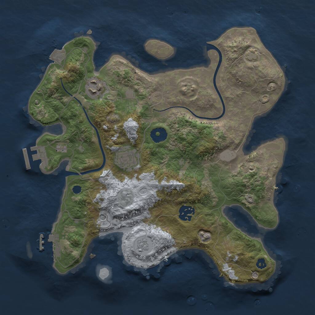 Rust Map: Procedural Map, Size: 3000, Seed: 32510, 9 Monuments