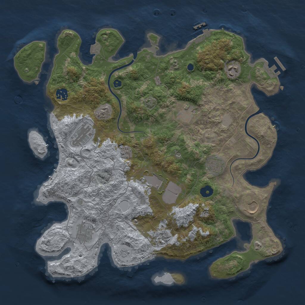 Rust Map: Procedural Map, Size: 3750, Seed: 183789828, 16 Monuments