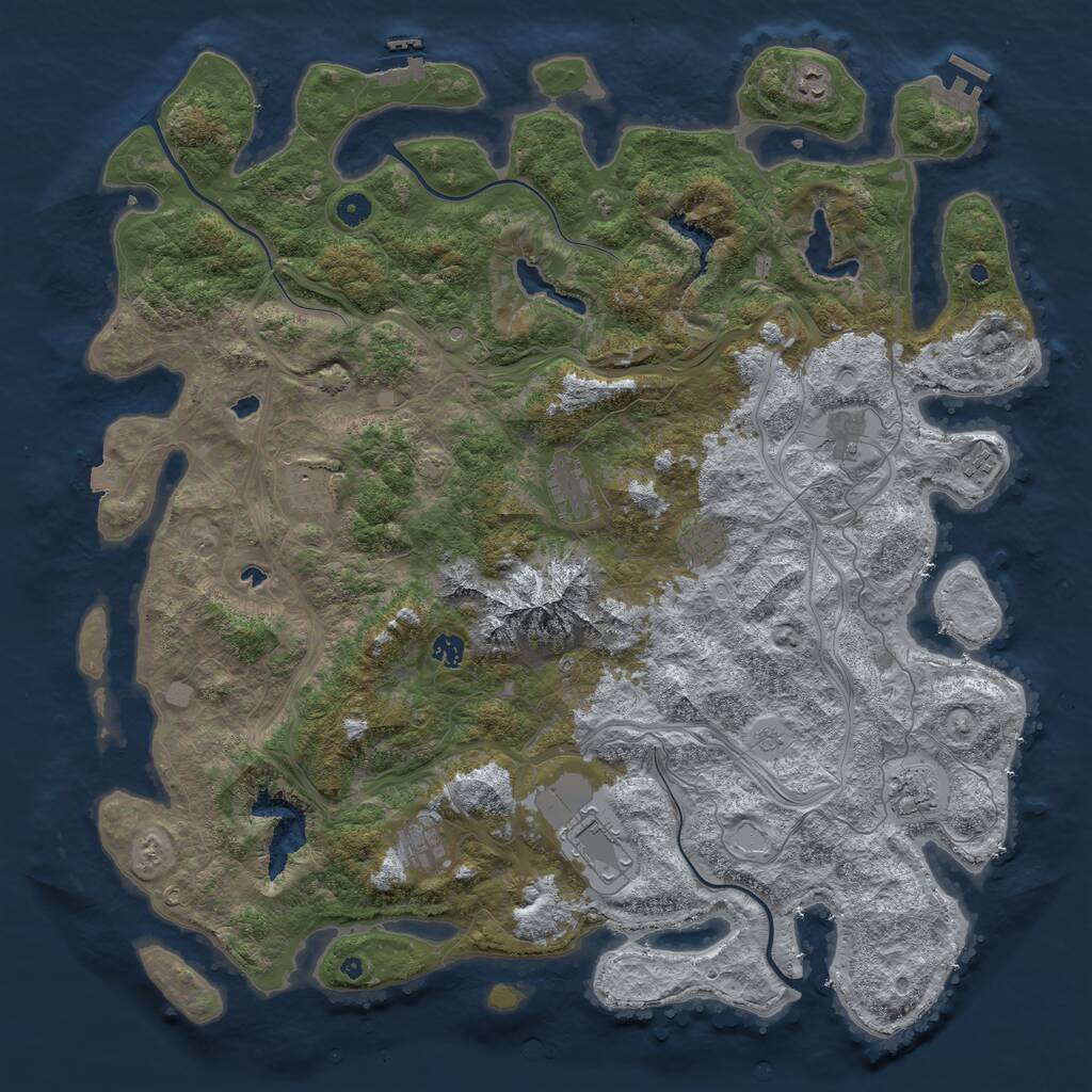 Rust Map: Procedural Map, Size: 5000, Seed: 56915, 16 Monuments