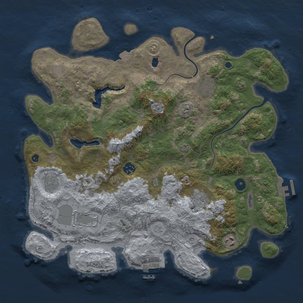 Rust Map: Procedural Map, Size: 4000, Seed: 1115489, 13 Monuments