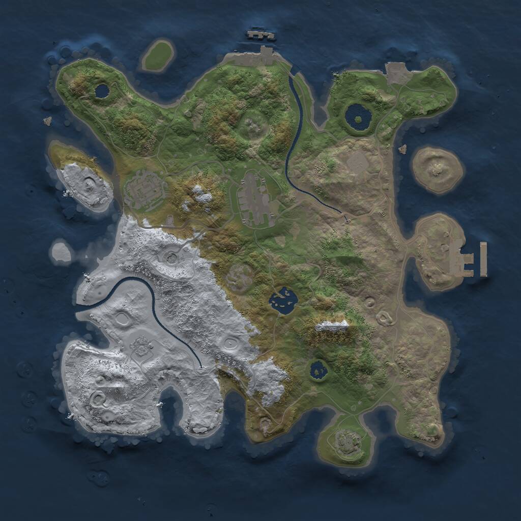 Rust Map: Procedural Map, Size: 3000, Seed: 832175541, 9 Monuments