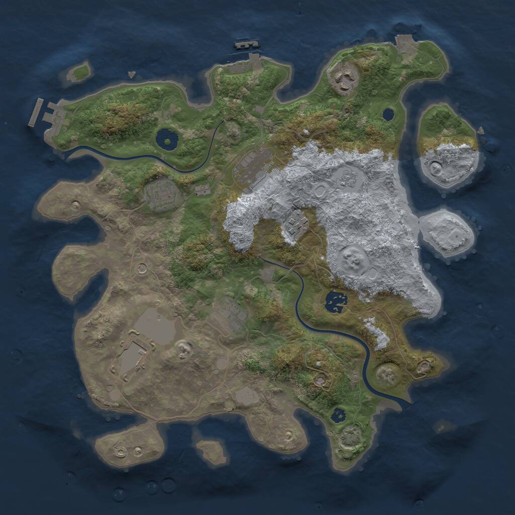 Rust Map: Procedural Map, Size: 3500, Seed: 1870519496, 13 Monuments