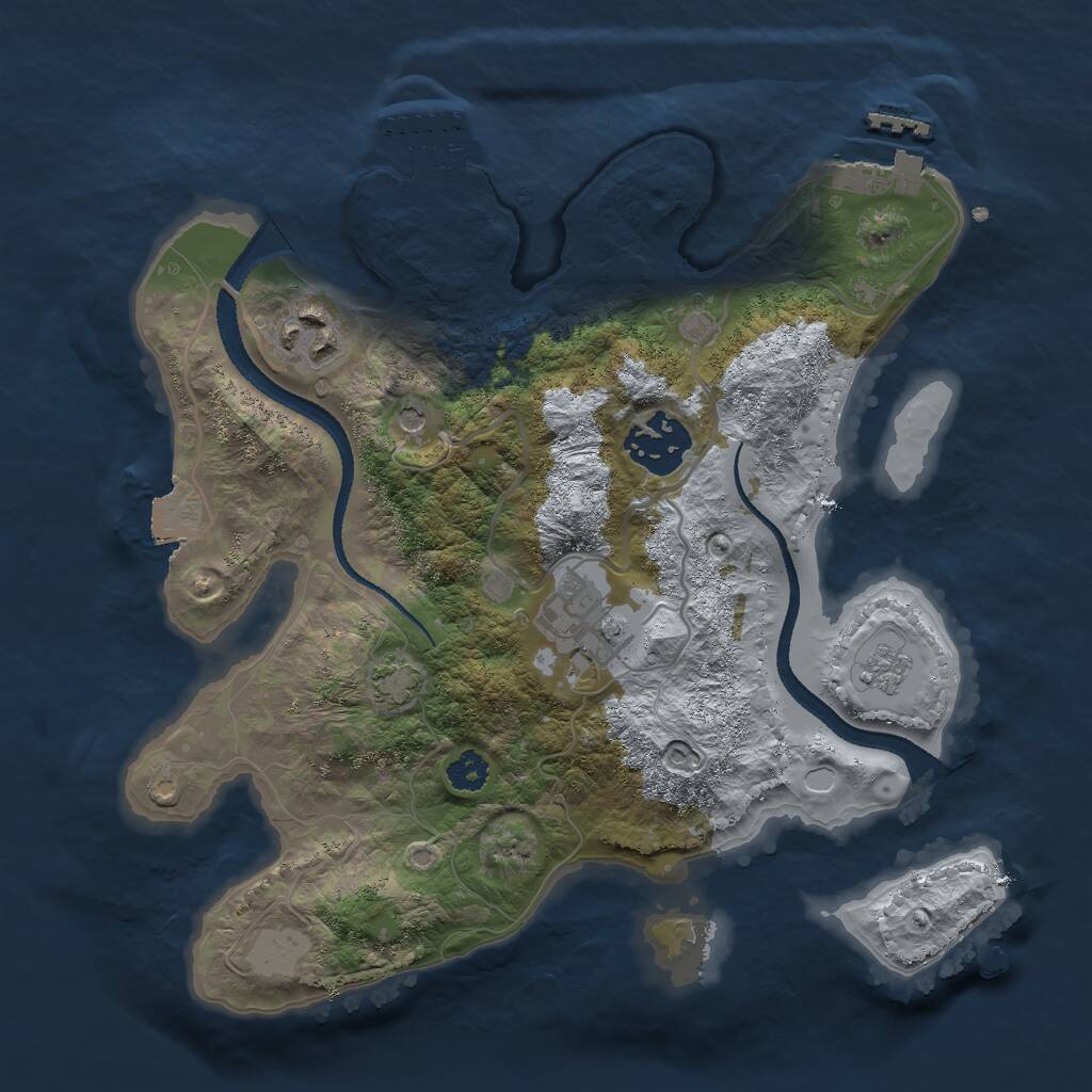 Rust Map: Procedural Map, Size: 2700, Seed: 252525, 9 Monuments