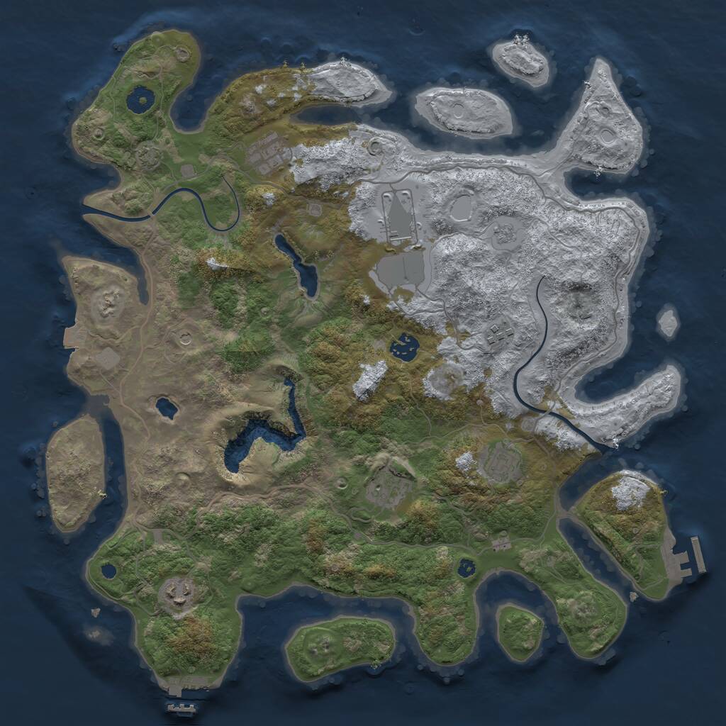 Rust Map: Procedural Map, Size: 4000, Seed: 1987705454, 13 Monuments
