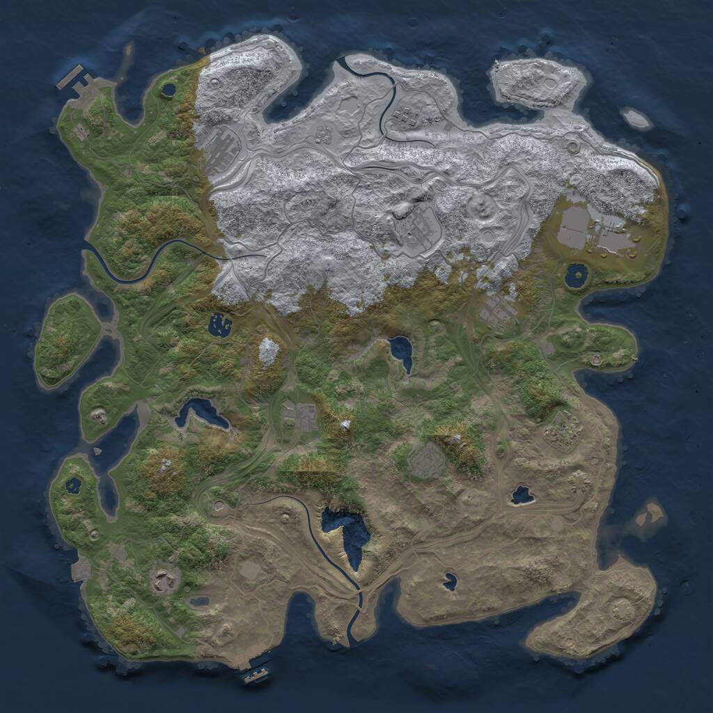 Rust Map: Procedural Map, Size: 4500, Seed: 1021816334, 16 Monuments