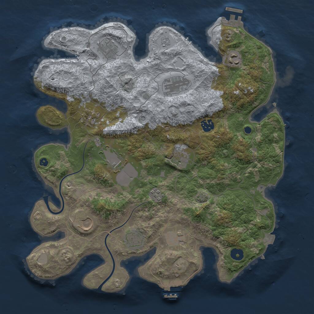 Rust Map: Procedural Map, Size: 3700, Seed: 32688834, 17 Monuments