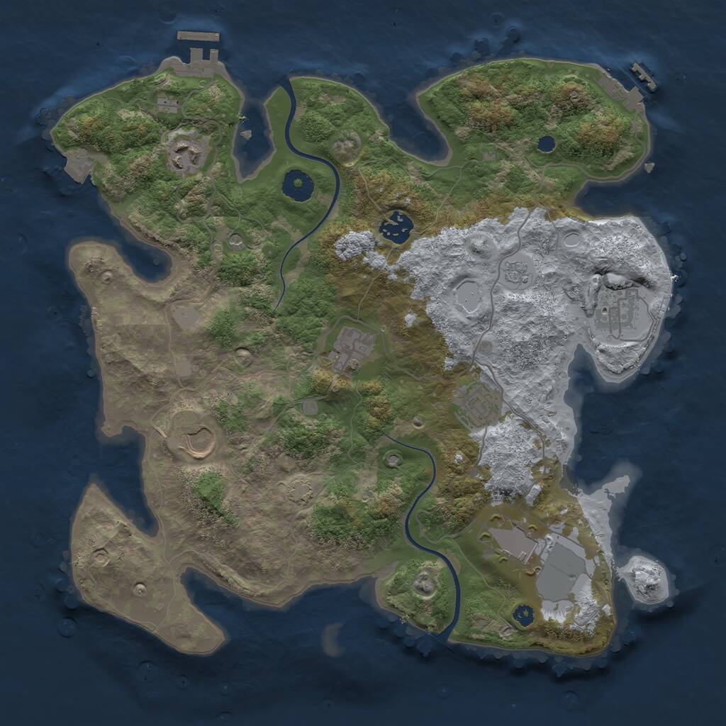 Rust Map: Procedural Map, Size: 3500, Seed: 4248607, 13 Monuments