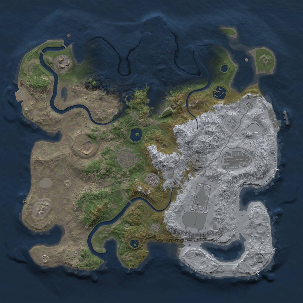 Rust Map: Procedural Map, Size: 3500, Seed: 7728281, 14 Monuments