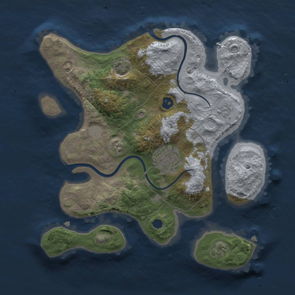 Rust Map: Procedural Map, Size: 2500, Seed: 871530117, 4 Monuments