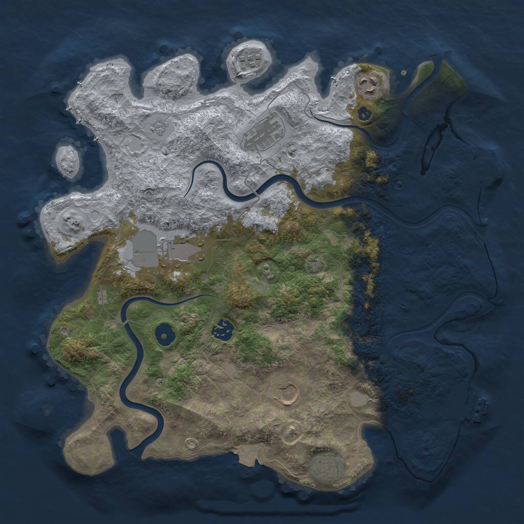 Rust Map: Procedural Map, Size: 3750, Seed: 754145973, 13 Monuments