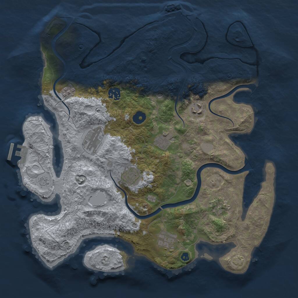 Rust Map: Procedural Map, Size: 3500, Seed: 972679037, 14 Monuments