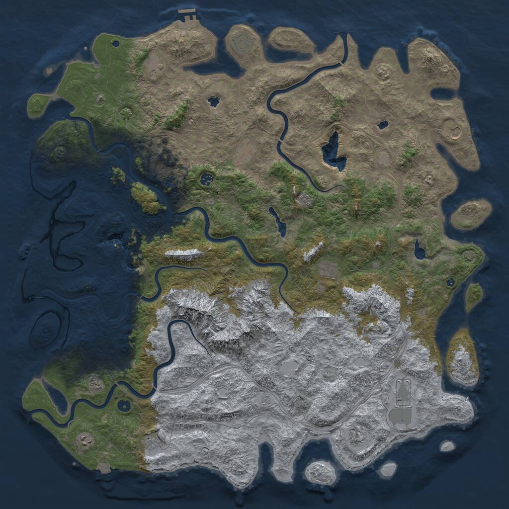 Rust Map: Procedural Map, Size: 6000, Seed: 1533743876, 17 Monuments