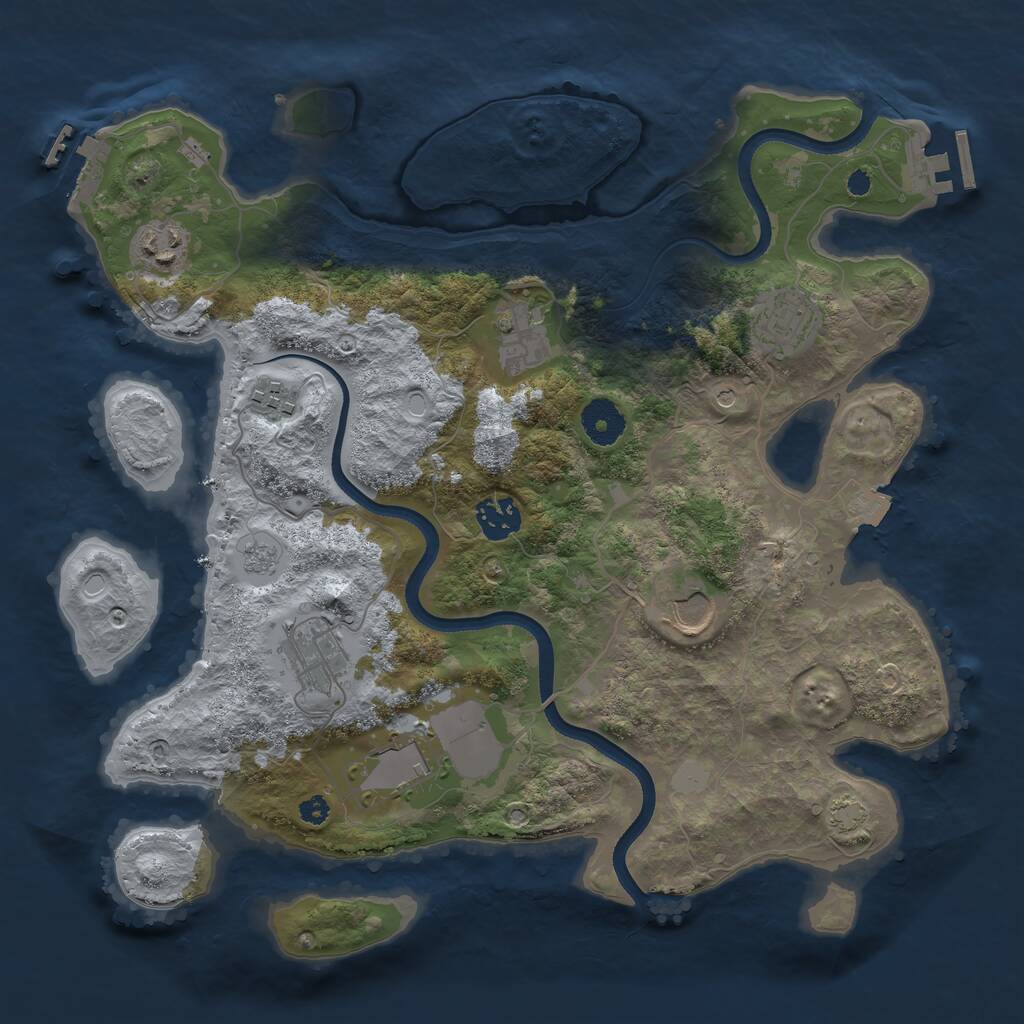 Rust Map: Procedural Map, Size: 3500, Seed: 1890843926, 14 Monuments