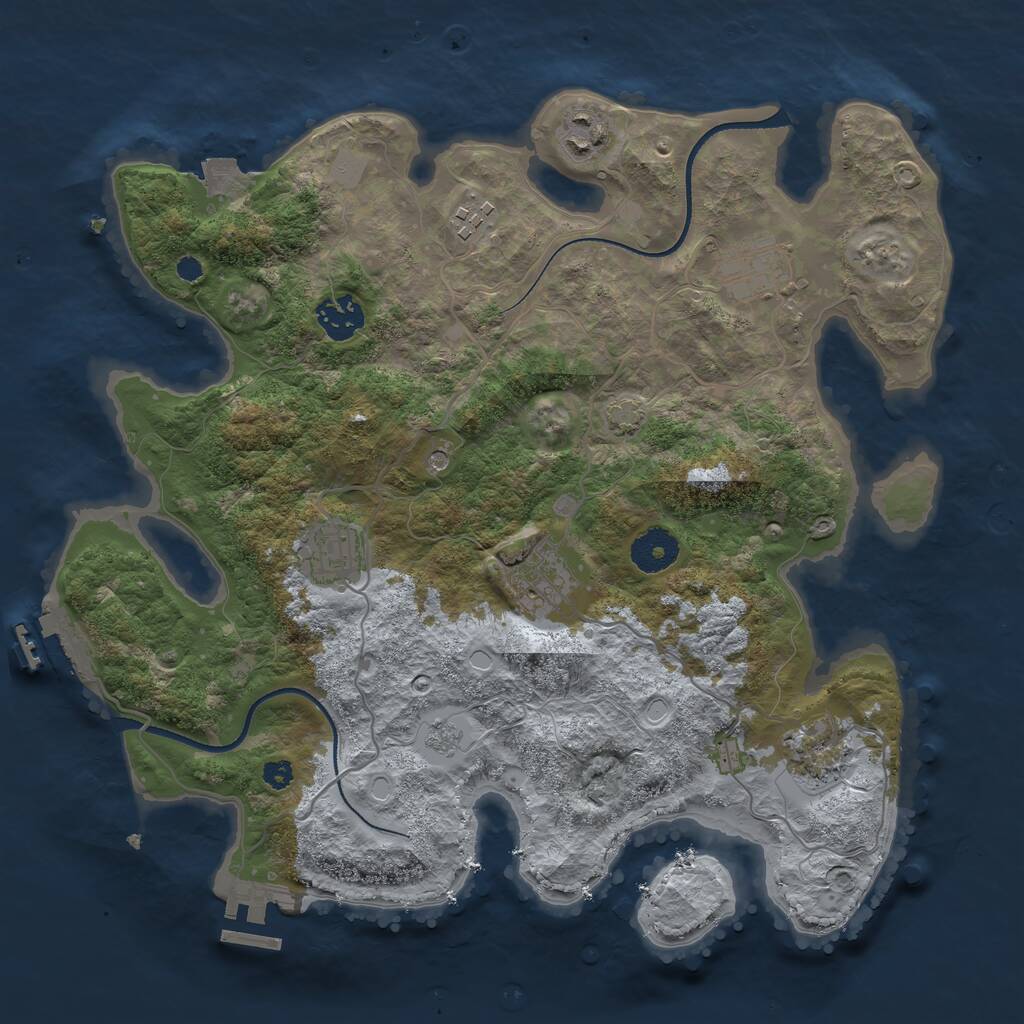 Rust Map: Procedural Map, Size: 3400, Seed: 2056495765, 13 Monuments
