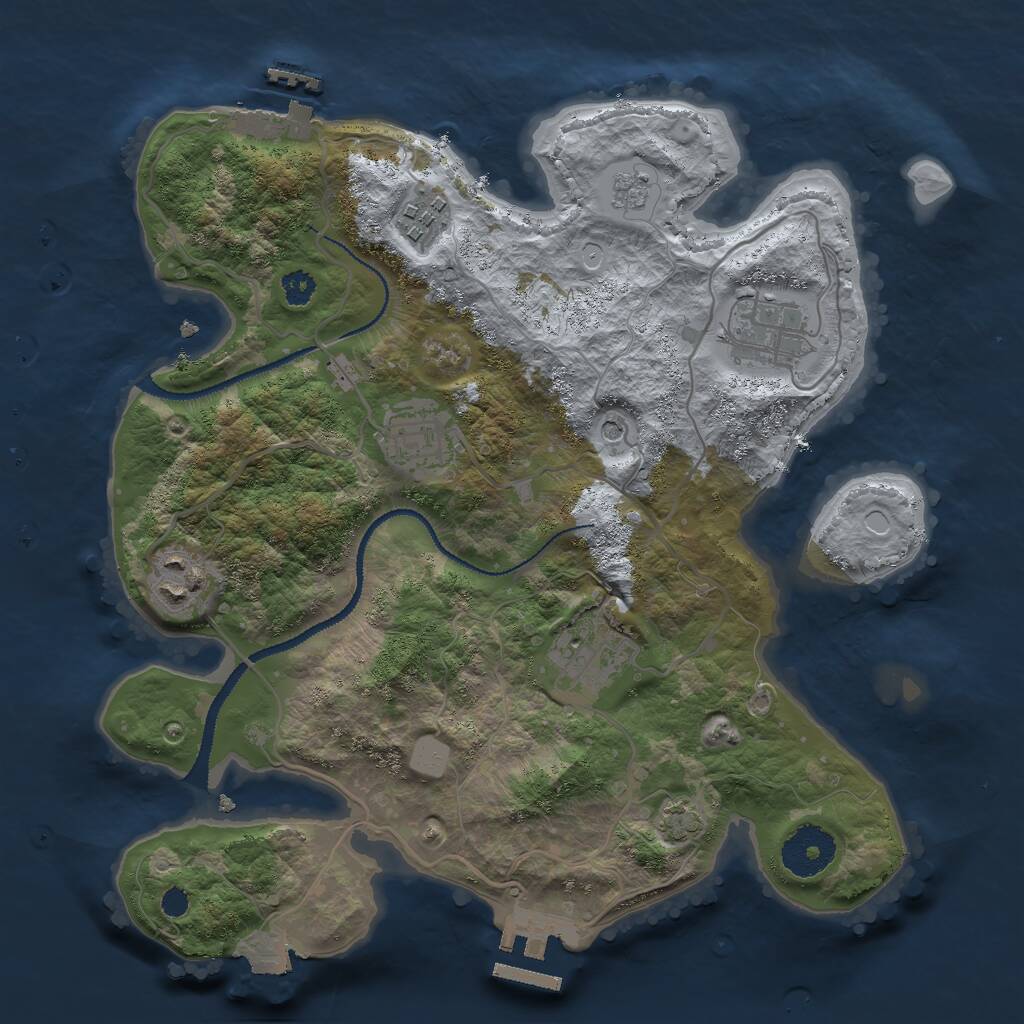 Rust Map: Procedural Map, Size: 3000, Seed: 1054620980, 11 Monuments