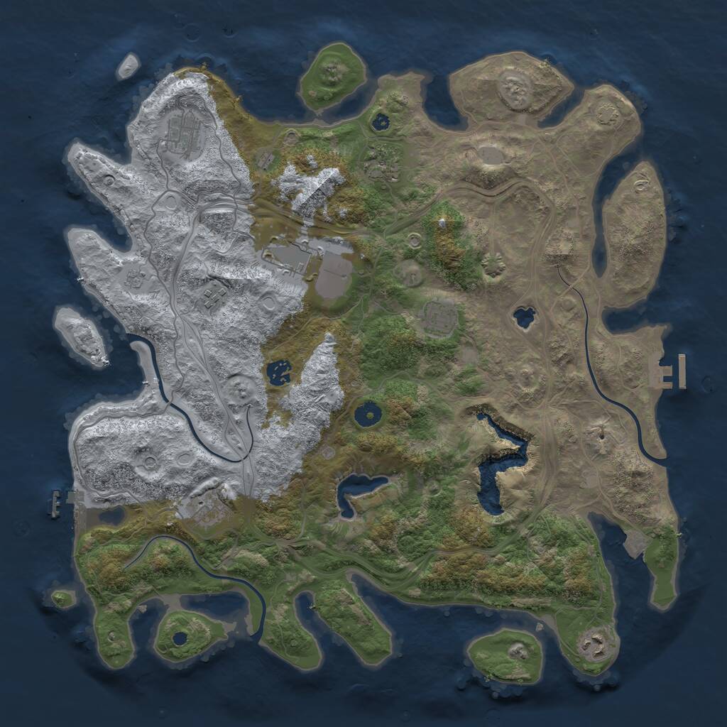Rust Map: Procedural Map, Size: 4250, Seed: 1222266279, 14 Monuments