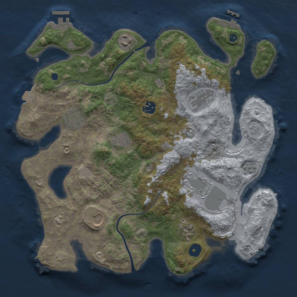 Rust Map: Procedural Map, Size: 3500, Seed: 242596398, 15 Monuments