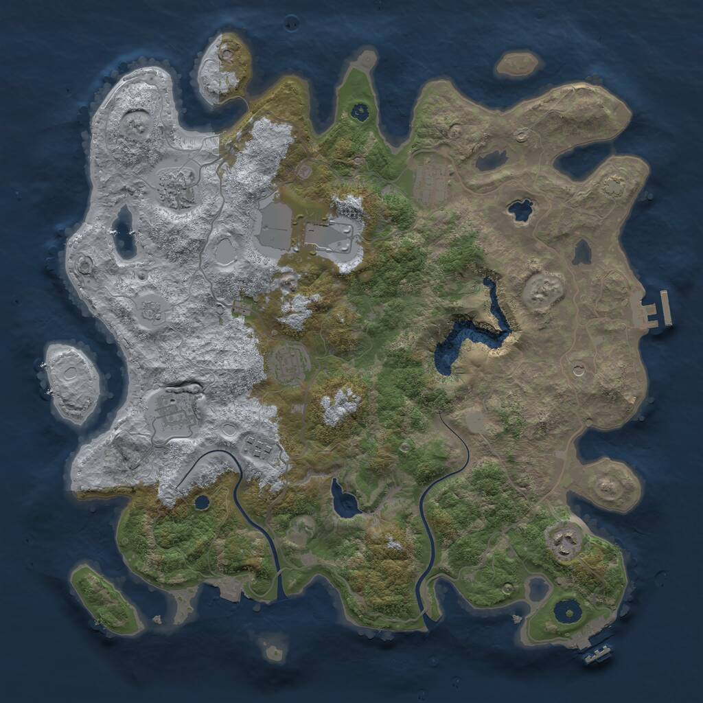 Rust Map: Procedural Map, Size: 4000, Seed: 1829216225, 13 Monuments