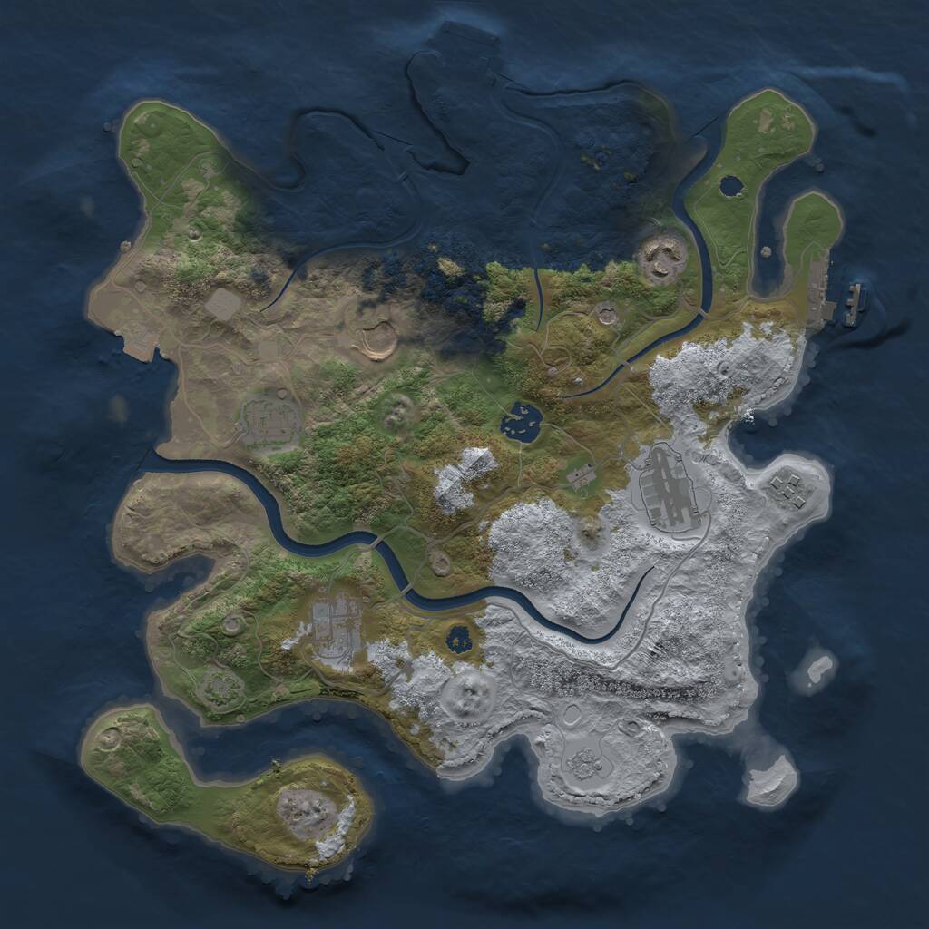 Rust Map: Procedural Map, Size: 3500, Seed: 407954975, 13 Monuments