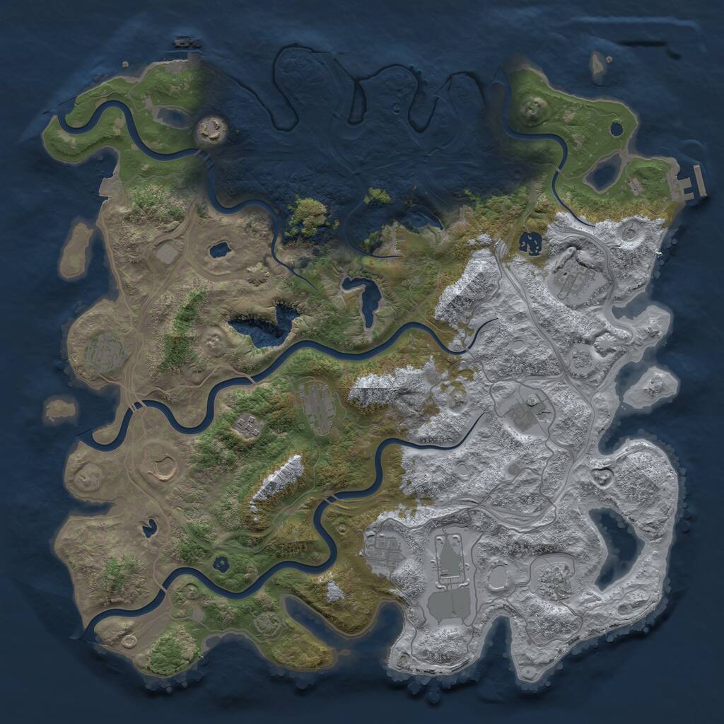 Rust Map: Procedural Map, Size: 4500, Seed: 273749, 17 Monuments
