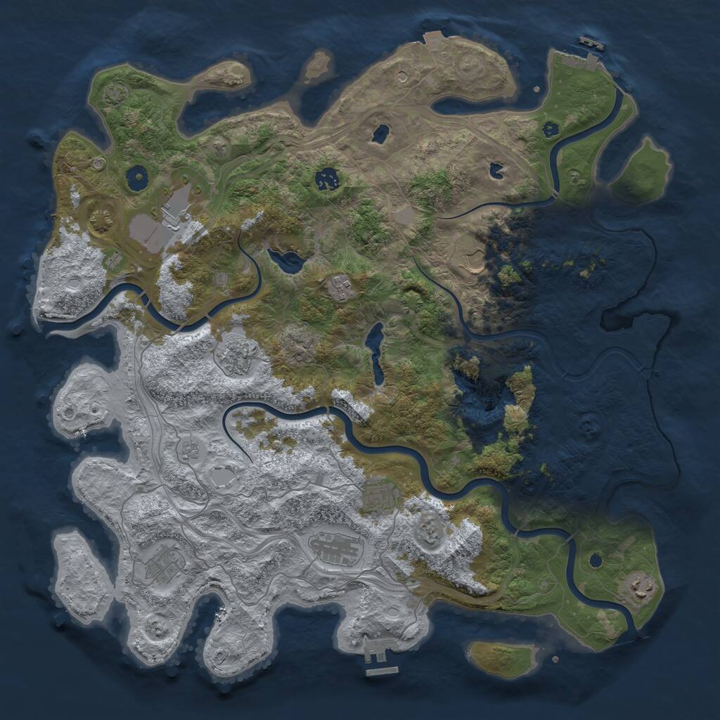 Rust Map: Procedural Map, Size: 4500, Seed: 1435381960, 15 Monuments