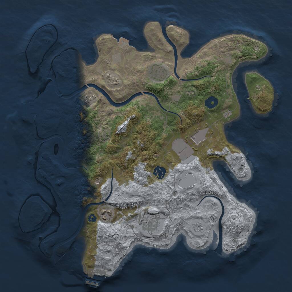 Rust Map: Procedural Map, Size: 3500, Seed: 650884416, 12 Monuments