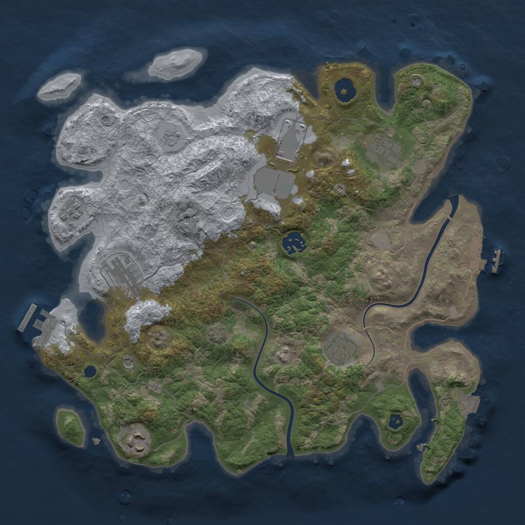 Rust Map: Procedural Map, Size: 3500, Seed: 318144997, 13 Monuments