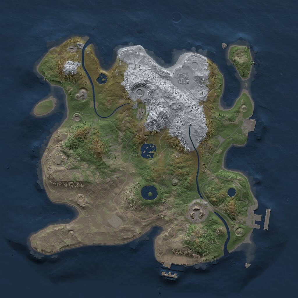 Rust Map: Procedural Map, Size: 2850, Seed: 659041392, 8 Monuments