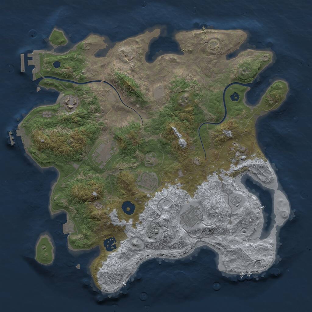 Rust Map: Procedural Map, Size: 3500, Seed: 34652737, 13 Monuments