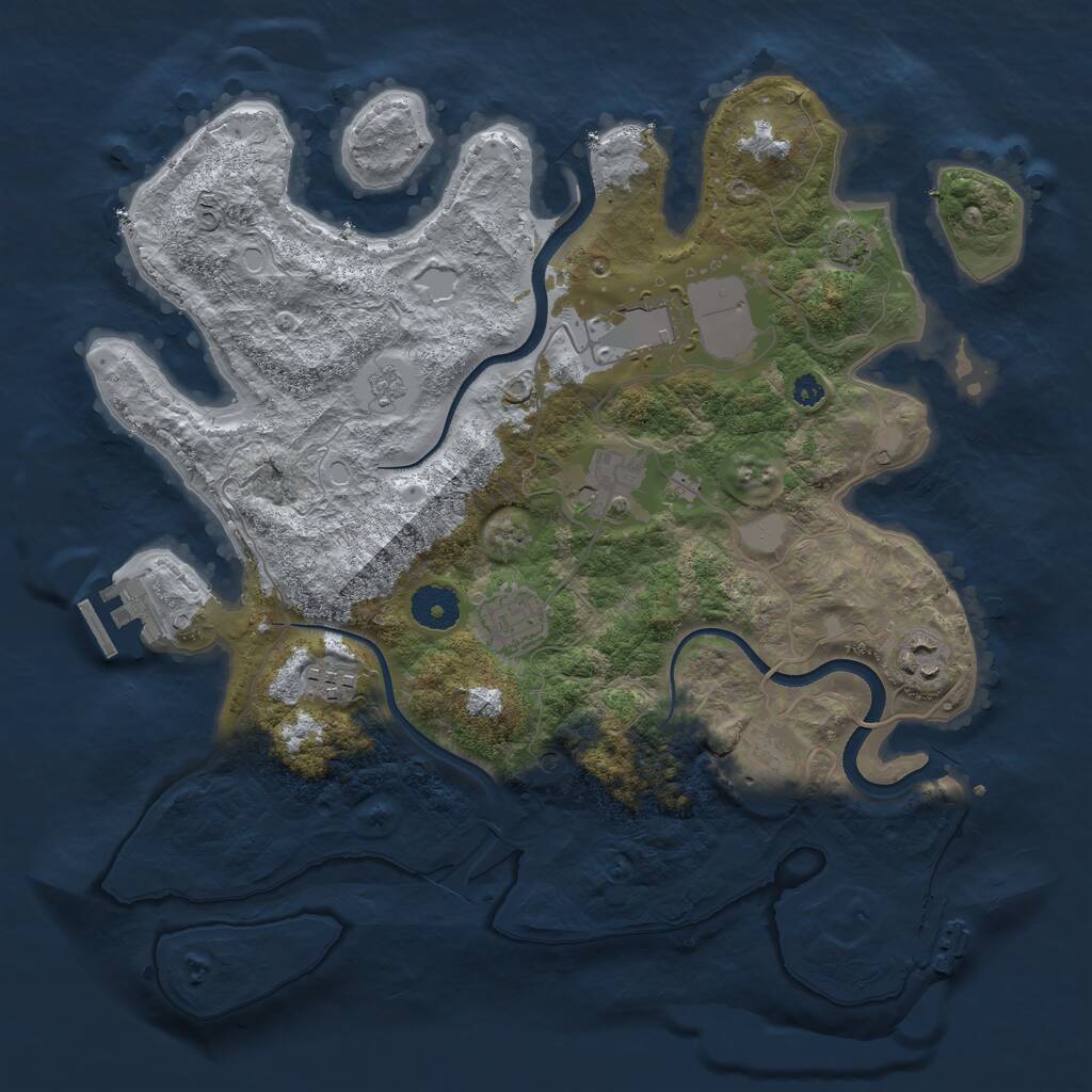 Rust Map: Procedural Map, Size: 3500, Seed: 401587587, 12 Monuments