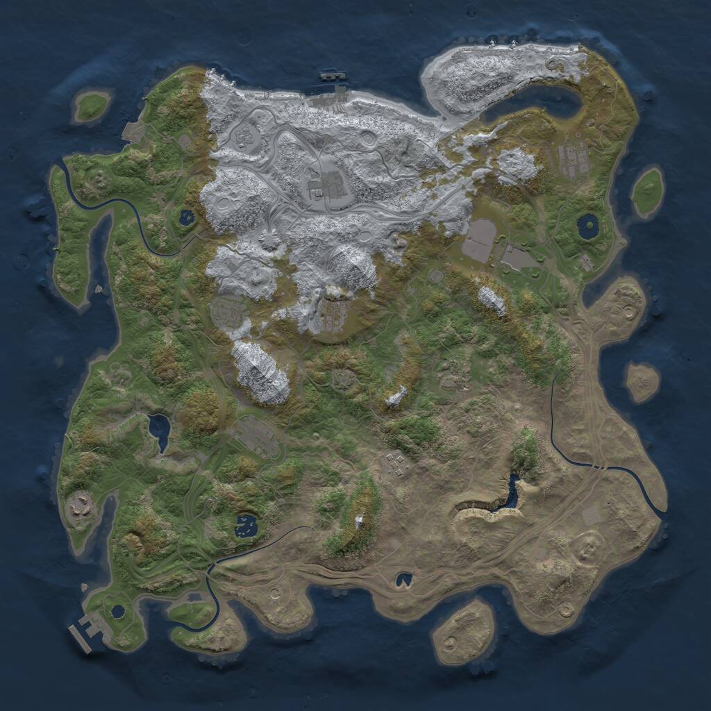 Rust Map: Procedural Map, Size: 4450, Seed: 21264, 16 Monuments