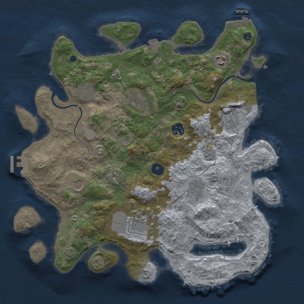 Rust Map: Procedural Map, Size: 3750, Seed: 92921585, 15 Monuments