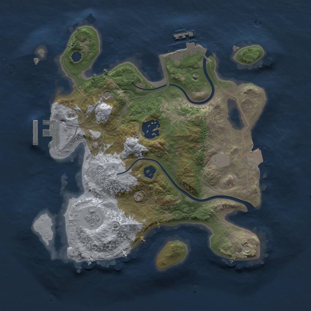 Rust Map: Procedural Map, Size: 2500, Seed: 2119549290, 6 Monuments