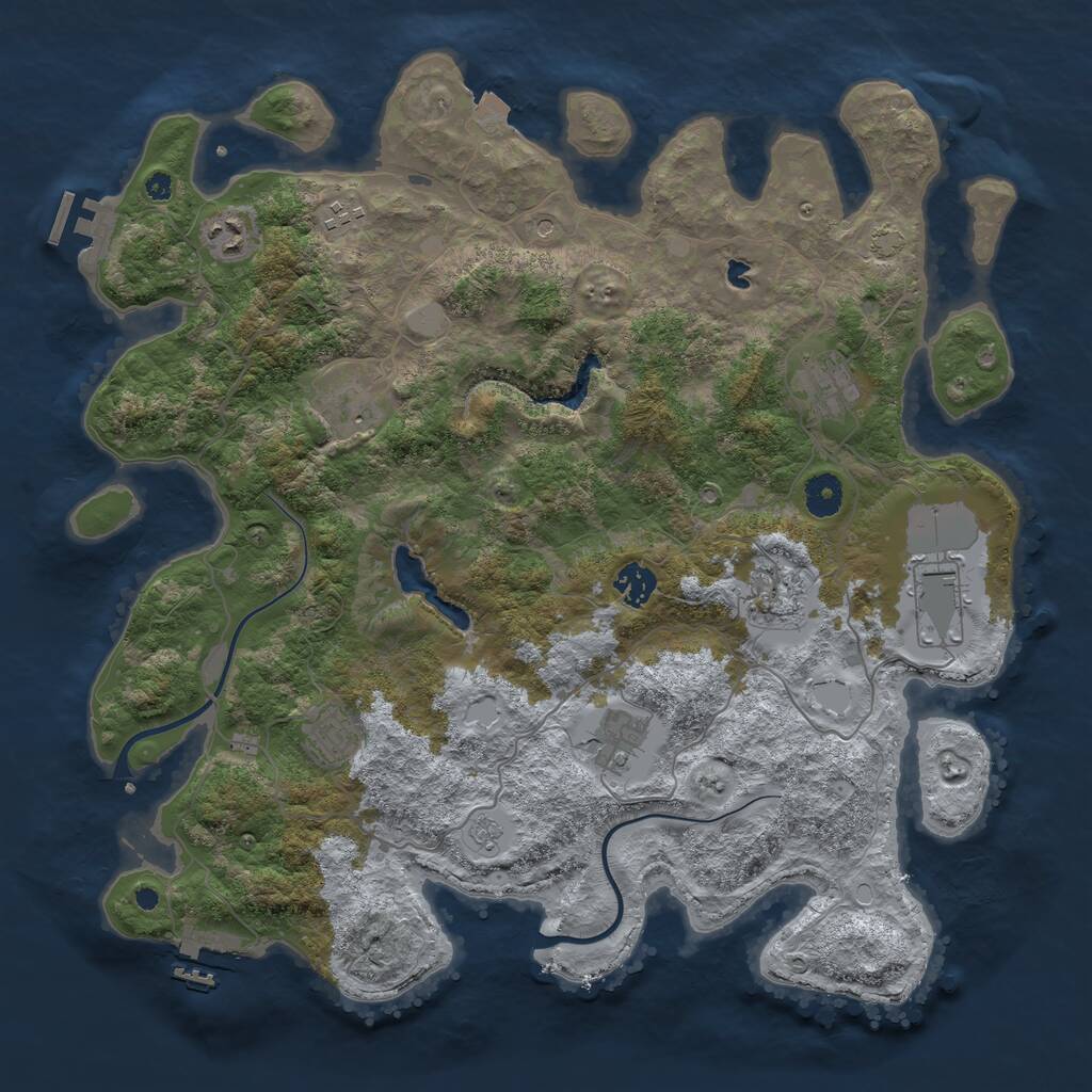 Rust Map: Procedural Map, Size: 4000, Seed: 229601205, 15 Monuments