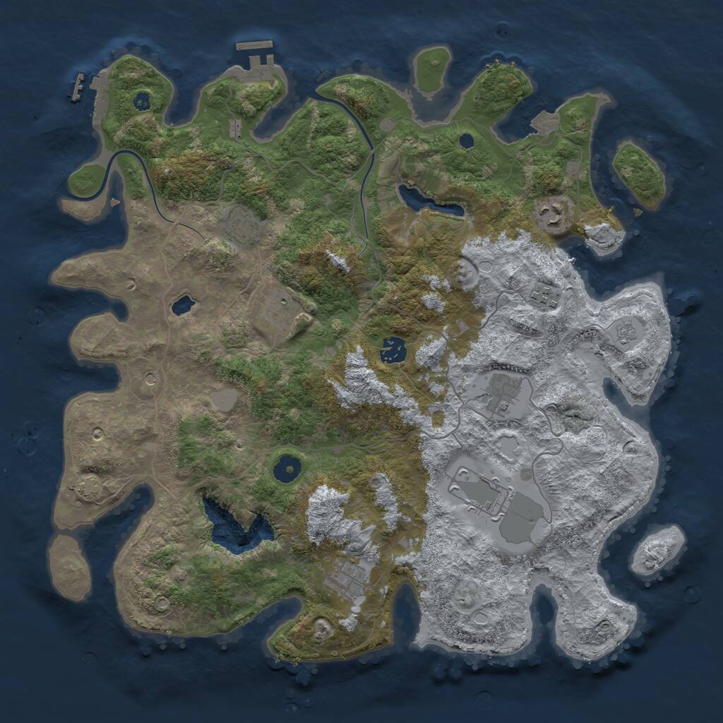 Rust Map: Procedural Map, Size: 4000, Seed: 595514125, 14 Monuments