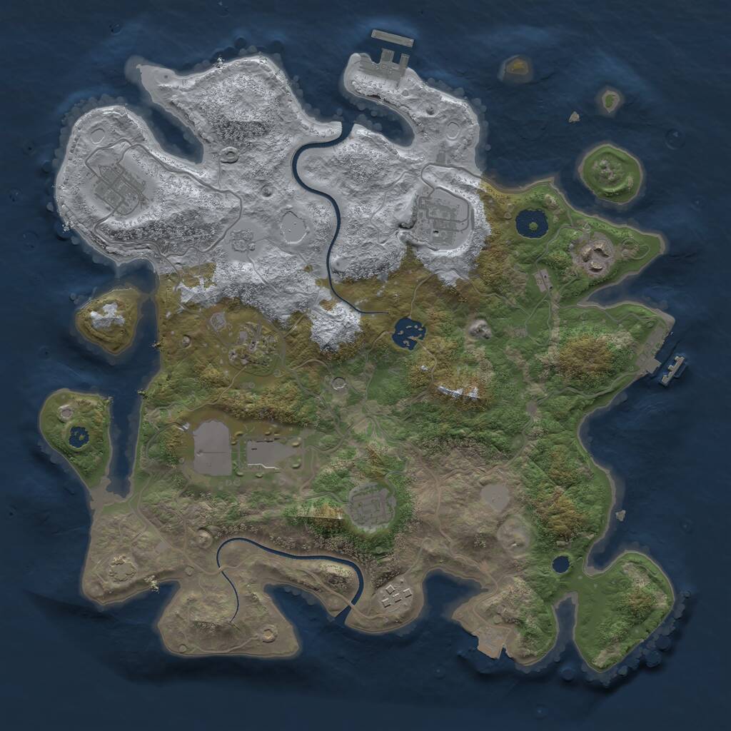 Rust Map: Procedural Map, Size: 3500, Seed: 1275726193, 14 Monuments