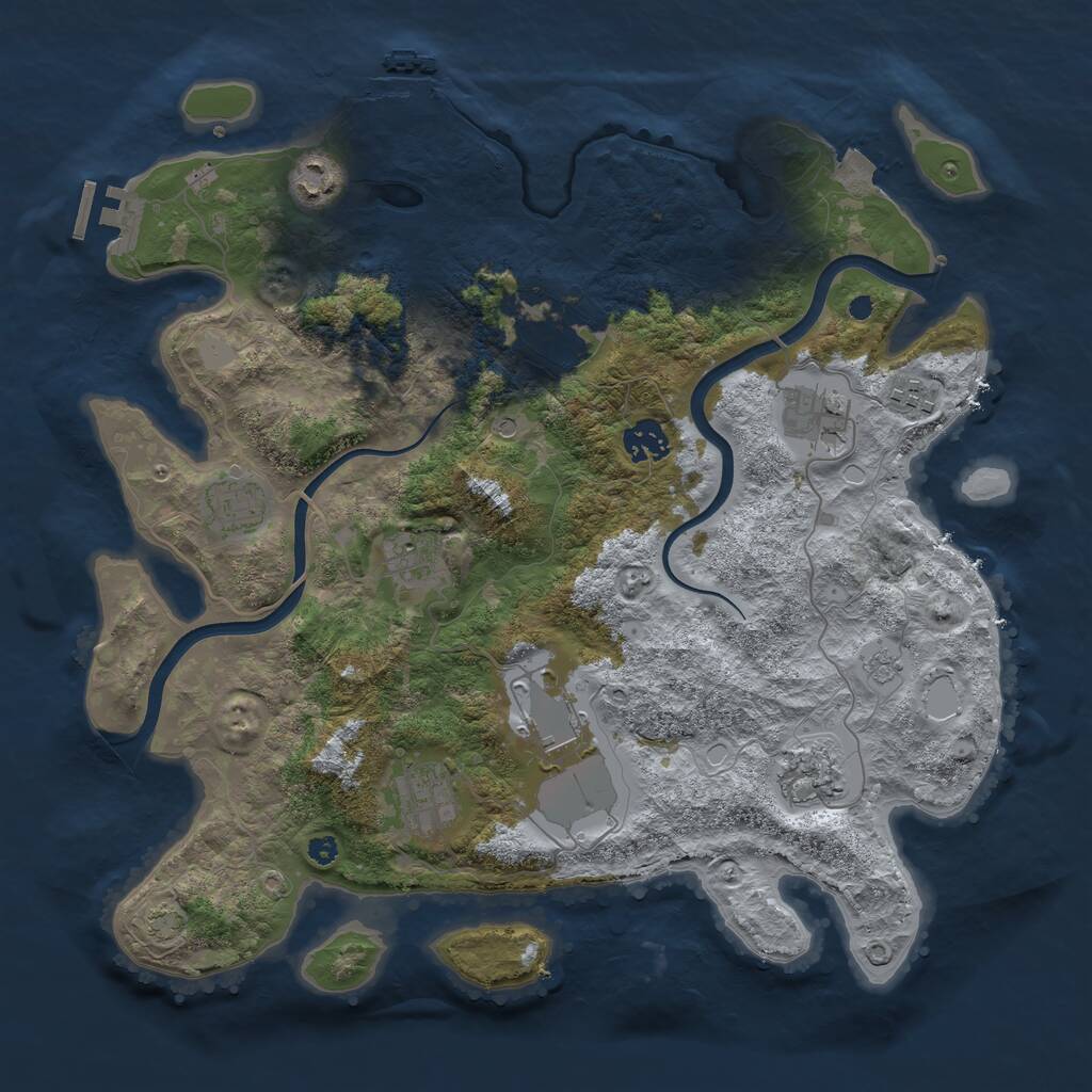 Rust Map: Procedural Map, Size: 3700, Seed: 1019746519, 16 Monuments