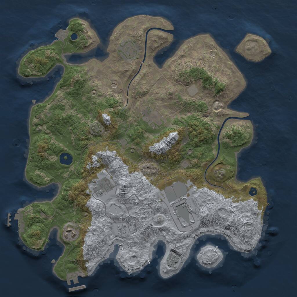 Rust Map: Procedural Map, Size: 3500, Seed: 1378851654, 12 Monuments