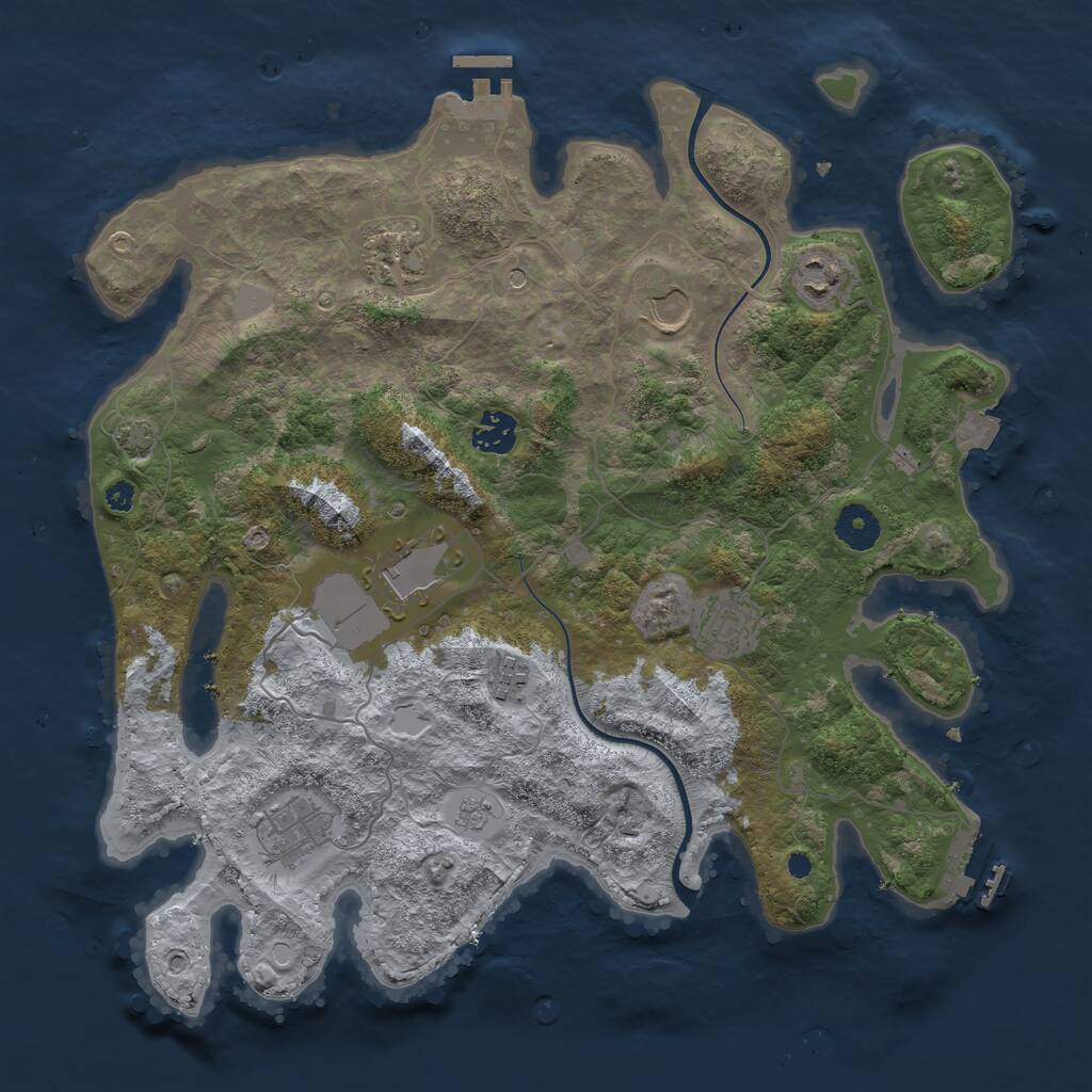 Rust Map: Procedural Map, Size: 3700, Seed: 1208816431, 14 Monuments