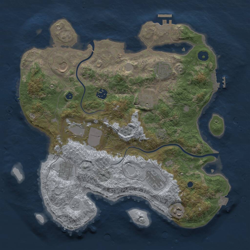 Rust Map: Procedural Map, Size: 3600, Seed: 505357183, 14 Monuments