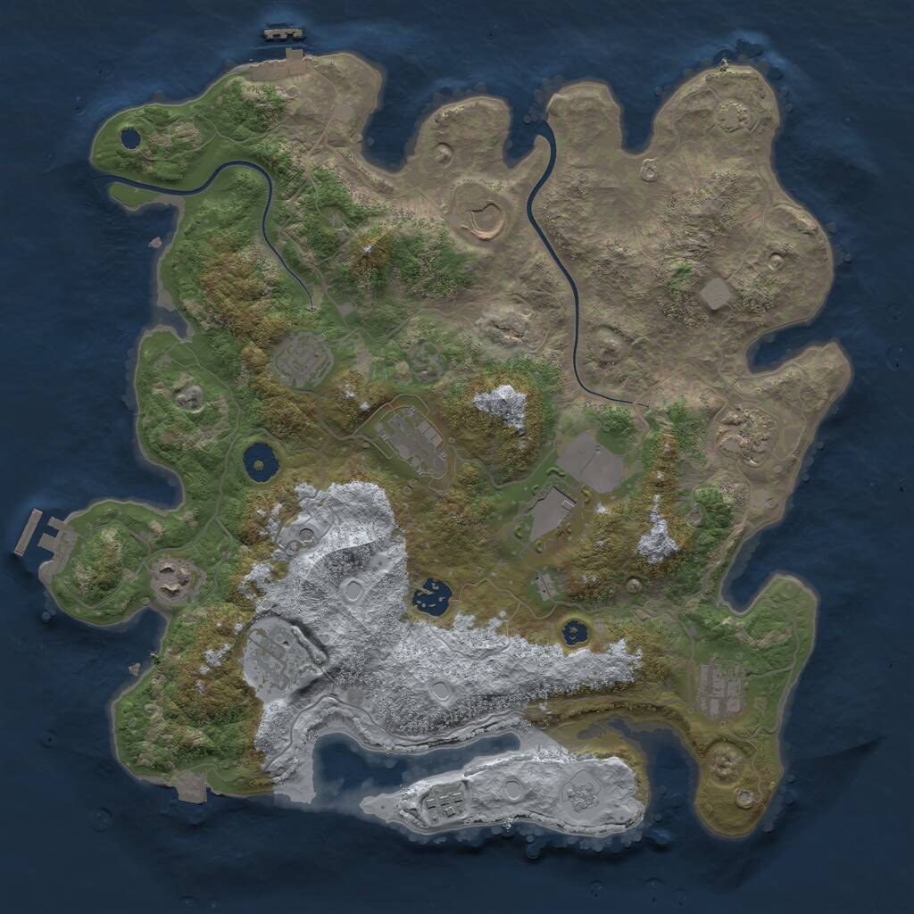 Rust Map: Procedural Map, Size: 3750, Seed: 7768, 16 Monuments